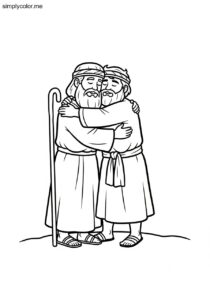 Jacob and Esau reconciling biblical coloring page