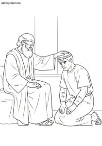 Jacob receiving Isaac’s blessing biblical coloring page