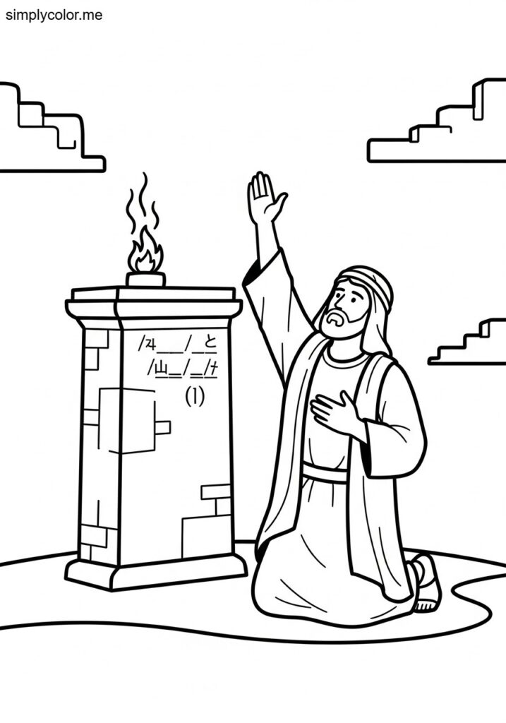 Jephthah making his vow biblical coloring page