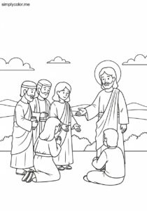Jesus blessing the poor in spirit biblical coloring page