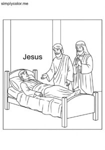 Jesus healing Jairus’ daughter biblical coloring page