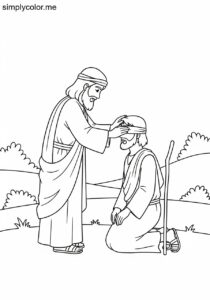Jesus healing the blind man biblical coloring page
