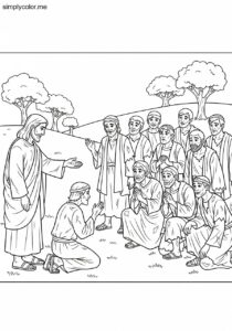 Jesus healing the ten lepers biblical coloring page