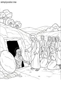 Jesus raising Lazarus from the dead biblical coloring page