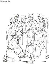 Jesus washing the disciples’ feet biblical coloring page Jesus washing the disciples’ feet biblical coloring page