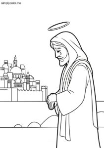 Jesus weeping over Jerusalem biblical coloring page