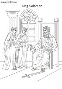 King Solomon showing his wisdom biblical coloring page