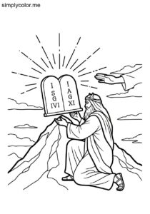 Moses receiving the Ten Commandments biblical coloring page