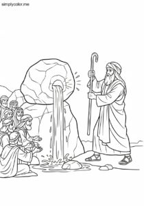 Moses striking the rock biblical coloring page