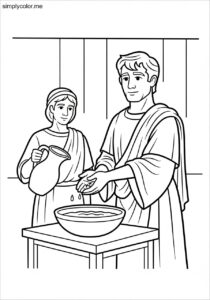 Pilate washing his hands biblical coloring page