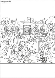 Stephen being stoned biblical coloring page