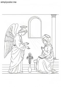 The angel Gabriel visiting Mary biblical coloring page