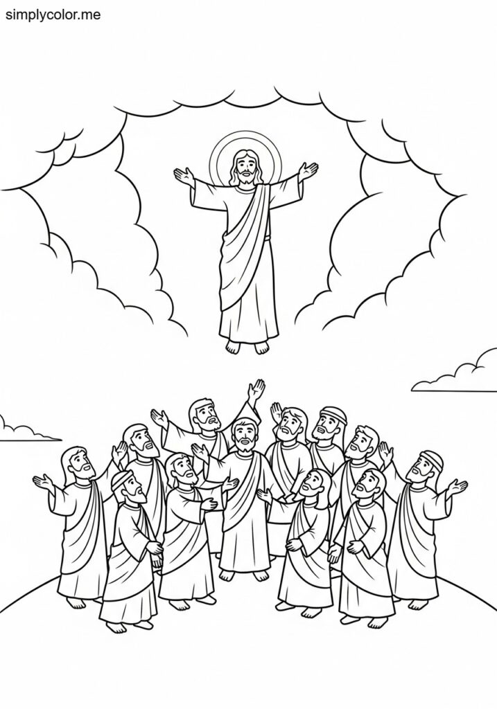 The ascension of Jesus biblical coloring page