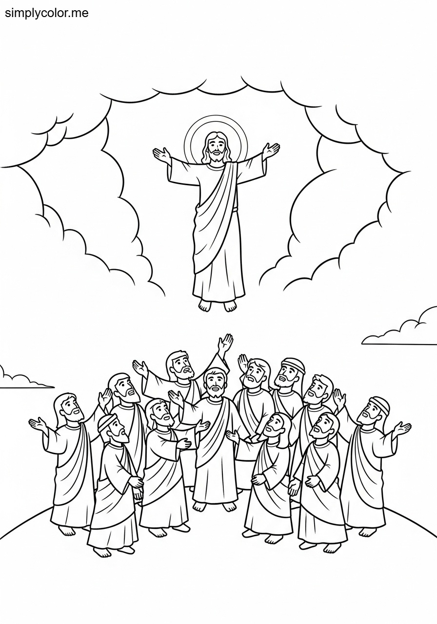The ascension of Jesus biblical coloring page