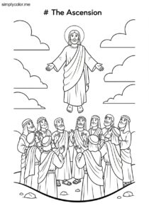 The ascension witnessed by the disciples biblical coloring page The ascension witnessed by the disciples biblical coloring page