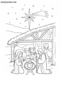 The birth of Jesus in Bethlehem biblical coloring page