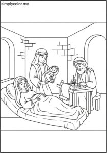 The birth of John the Baptist biblical coloring page