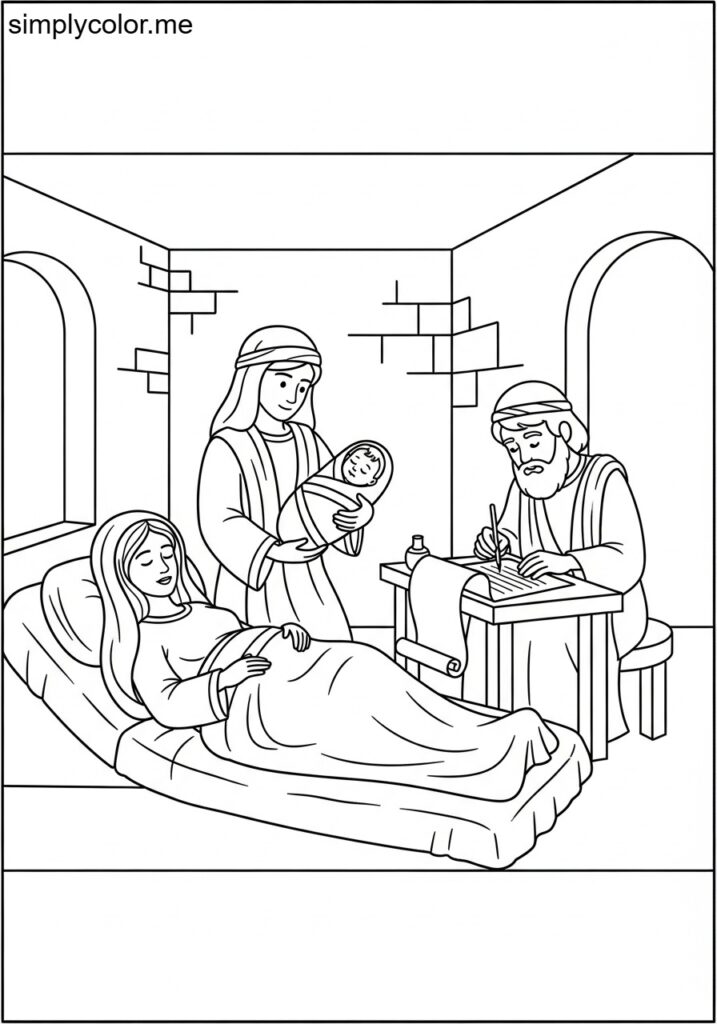 The birth of John the Baptist biblical coloring page