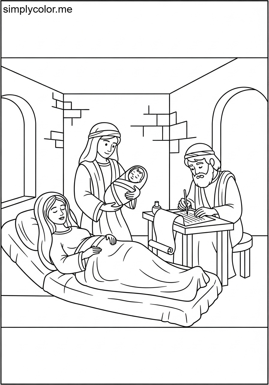 The birth of John the Baptist biblical coloring page