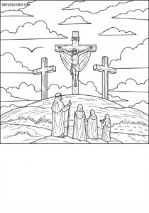 The crucifixion of Jesus biblical coloring page The crucifixion of Jesus biblical coloring page