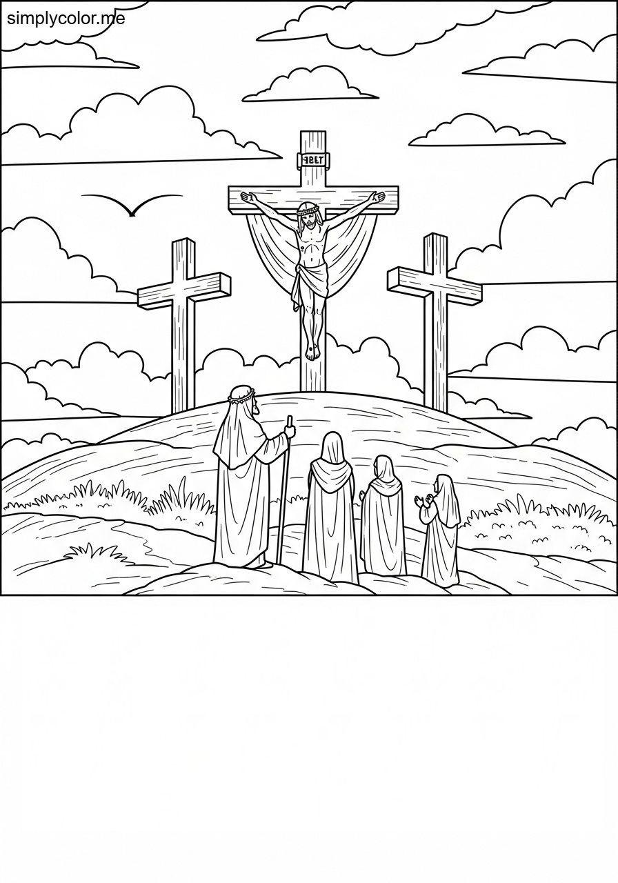 The crucifixion of Jesus biblical coloring page