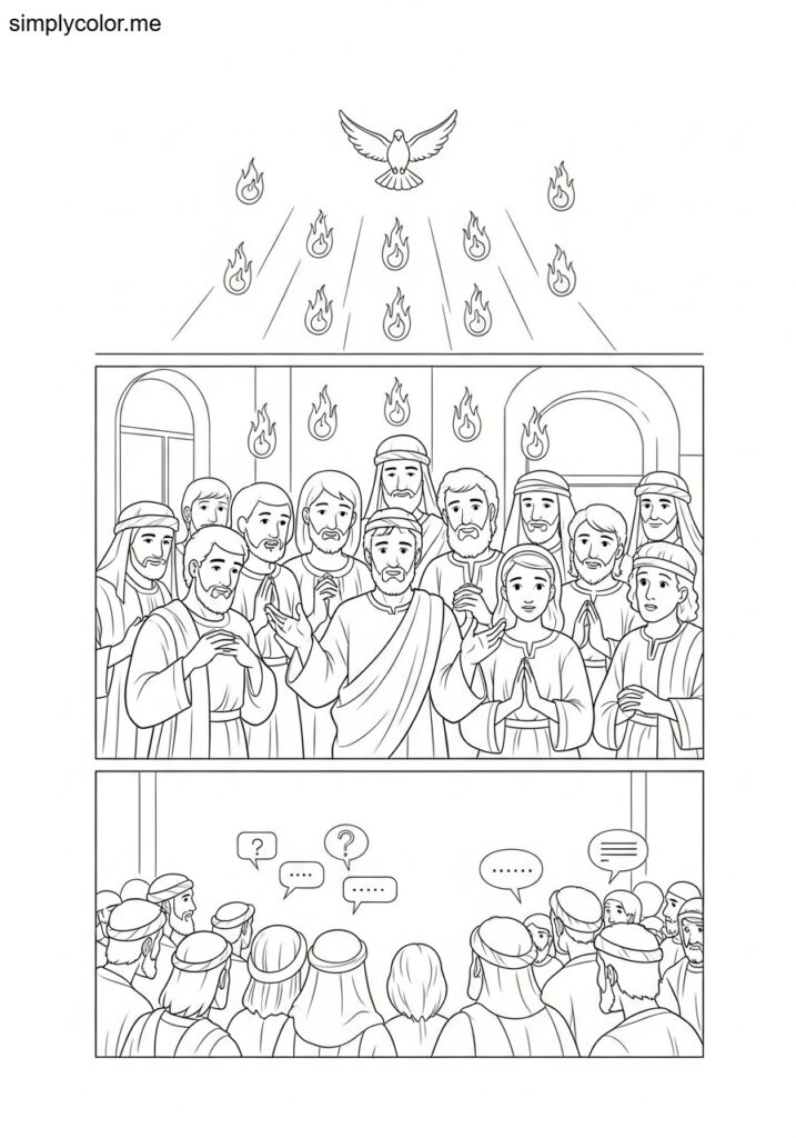 The day of Pentecost biblical coloring page
