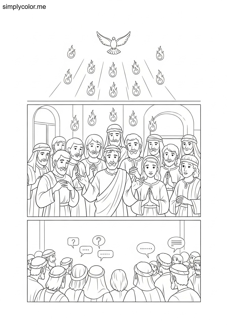 The day of Pentecost biblical coloring page