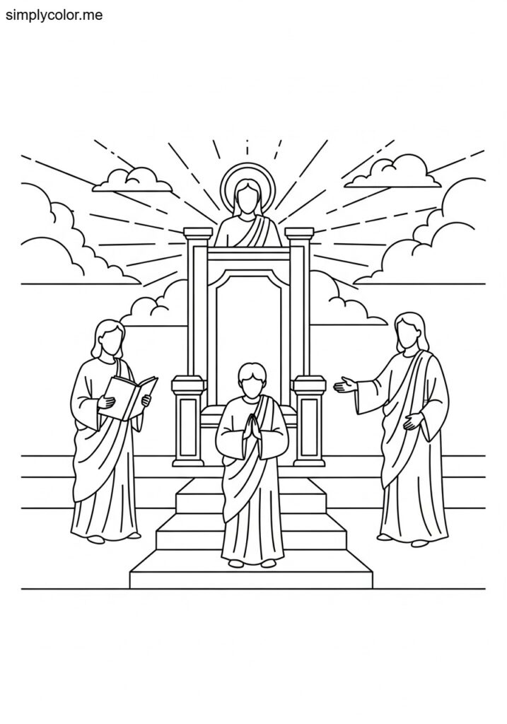 The final judgment before the throne biblical coloring page