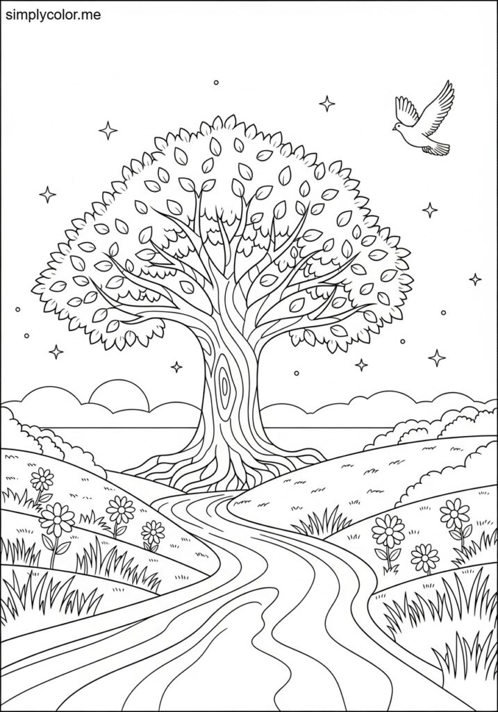 The new heaven and new earth biblical coloring page