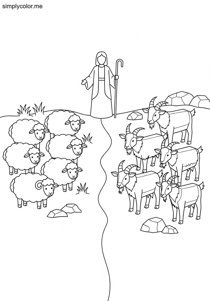 The parable of the sheep and the goats biblical coloring page