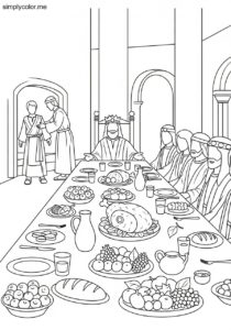 The parable of the wedding banquet biblical coloring page The parable of the wedding banquet biblical coloring page
