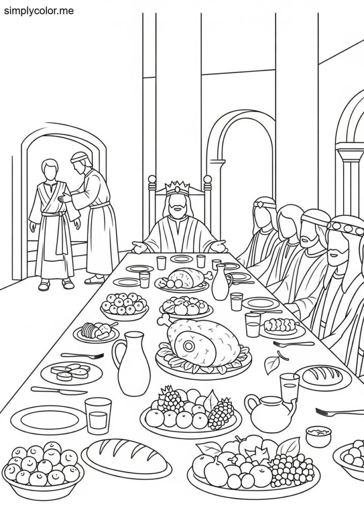 The parable of the wedding banquet biblical coloring page