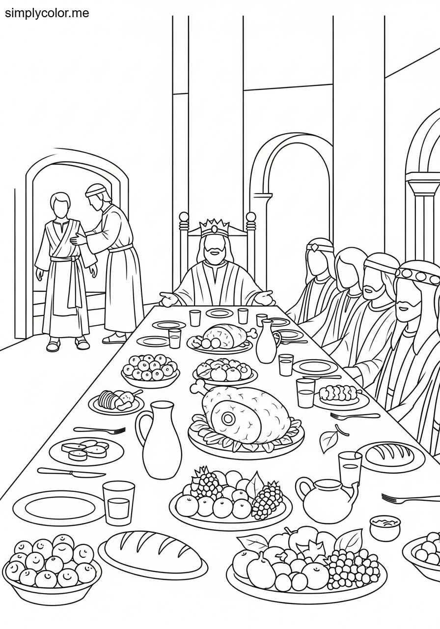 The parable of the wedding banquet biblical coloring page