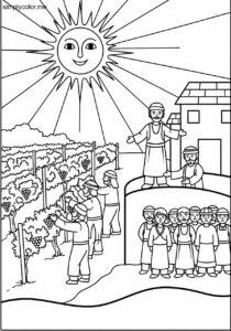 The parable of the workers in the vineyard biblical coloring page