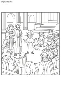 The presentation of Jesus in the temple biblical coloring page