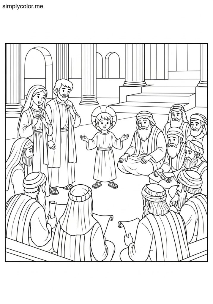 The presentation of Jesus in the temple biblical coloring page