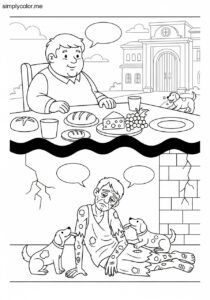 The rich man and Lazarus biblical coloring page The rich man and Lazarus biblical coloring page