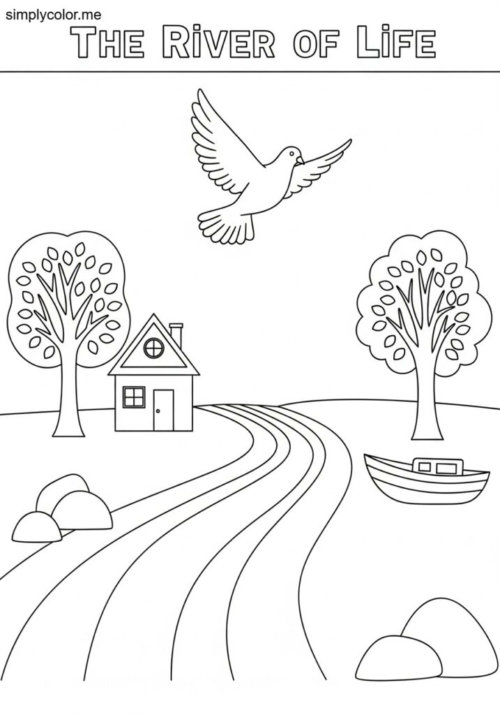 The river of life biblical coloring page