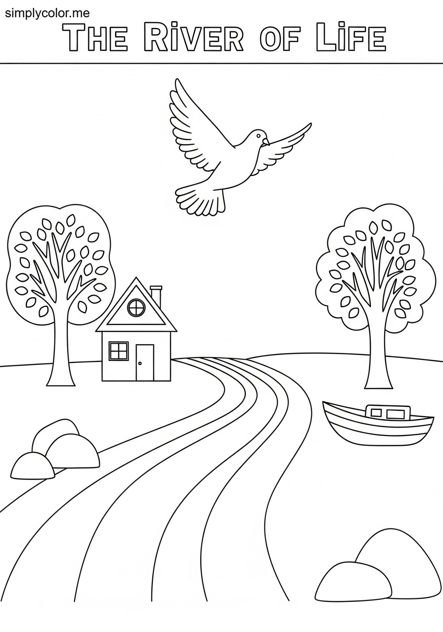 The river of life biblical coloring page