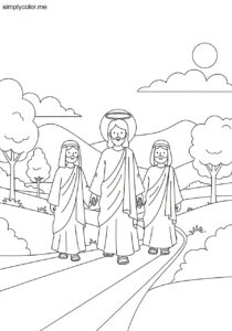 The road to Emmaus biblical coloring page