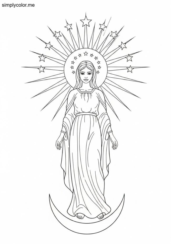The woman clothed with the sun biblical coloring page