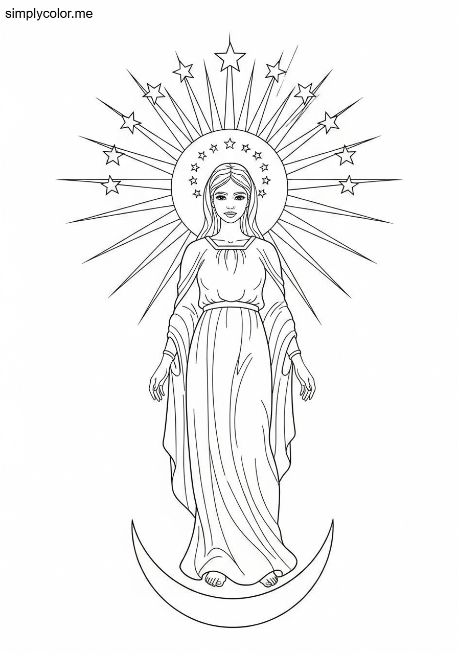 The woman clothed with the sun biblical coloring page