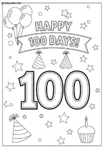 100th day of school coloring page printable for kids