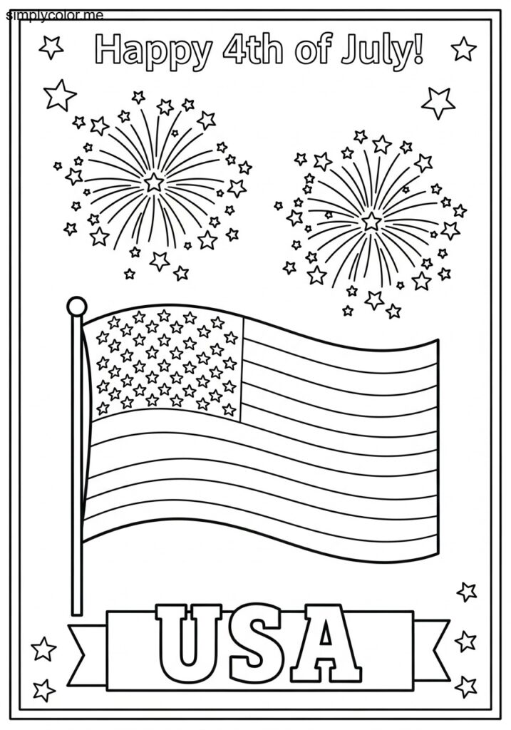 4th of July printable coloring page for patriotic crafts