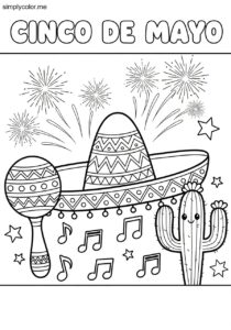 5 de Mayo coloring page printable for kids and classrooms