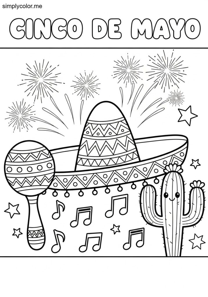 5 de Mayo coloring page printable for kids and classrooms