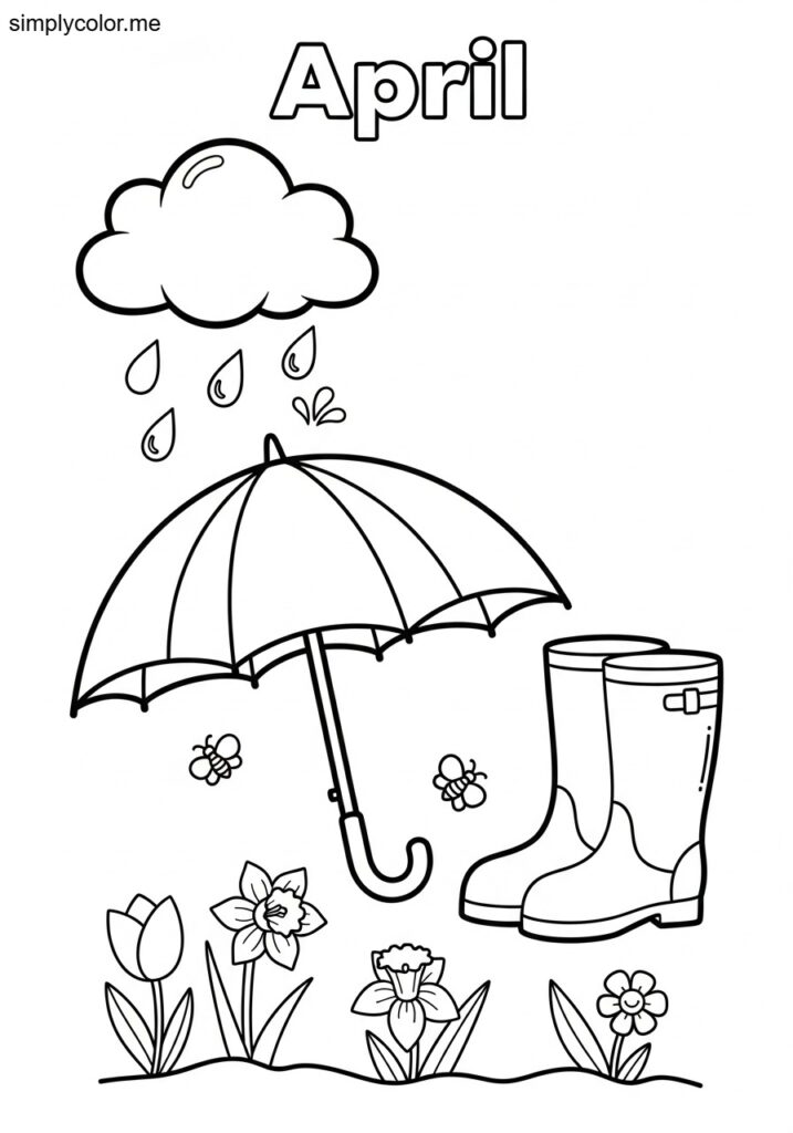 April color page printable for seasonal crafts