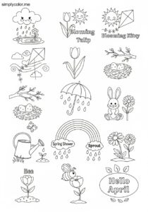 April coloring page spring themed sheet to celebrate the month April coloring page spring themed sheet to celebrate the month