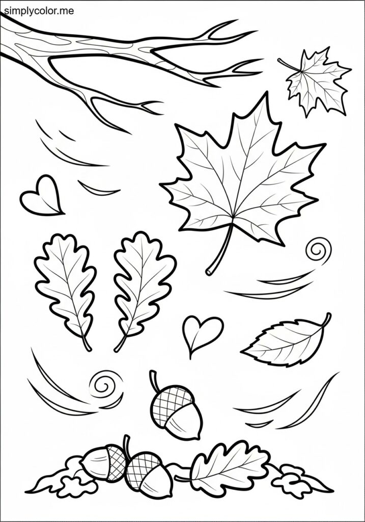 Autumn leaves coloring page fall foliage and seasonal change