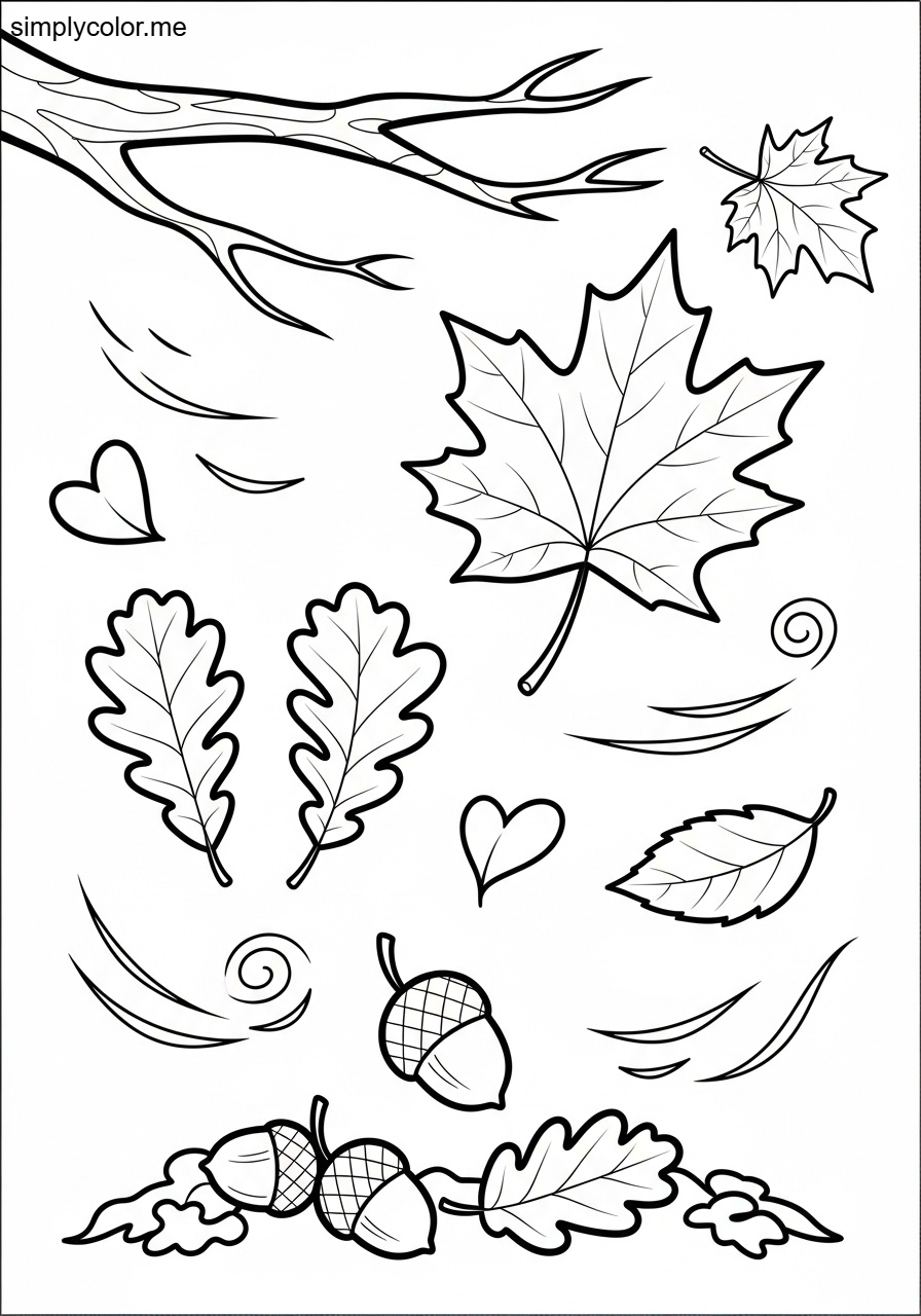 Autumn leaves coloring page fall foliage and seasonal change
